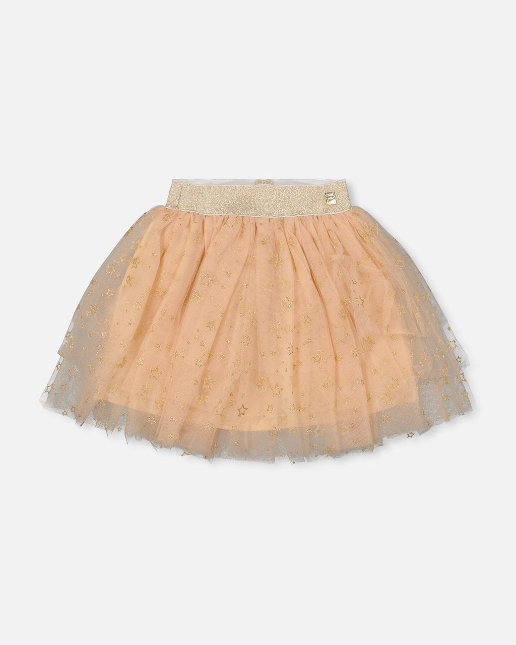 Multi Layer Glittering Mesh Skirt Beige