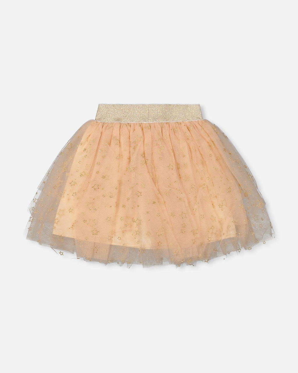 Multi Layer Glittering Mesh Skirt Beige