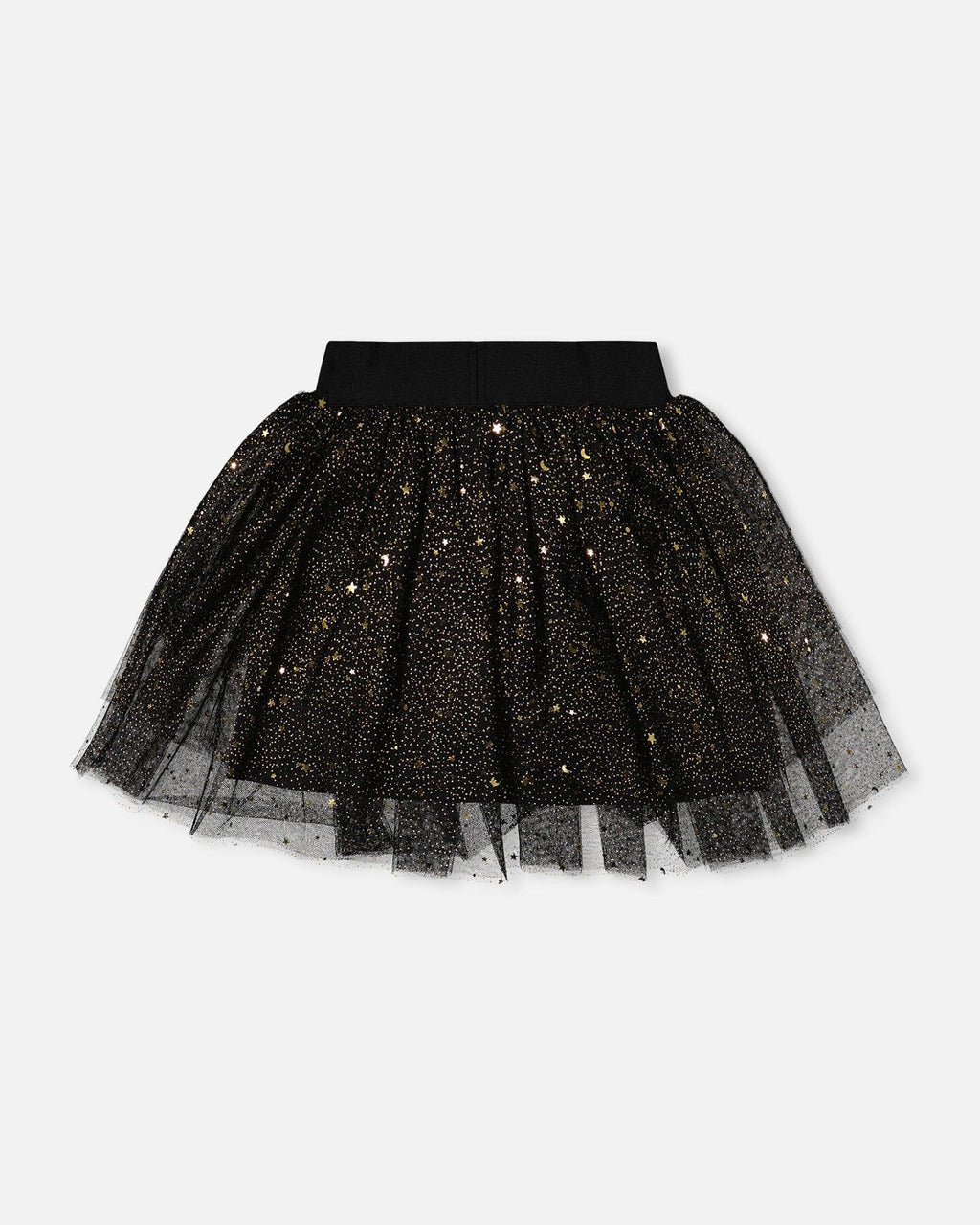 Multi Layer Glittering Mesh Skirt Black