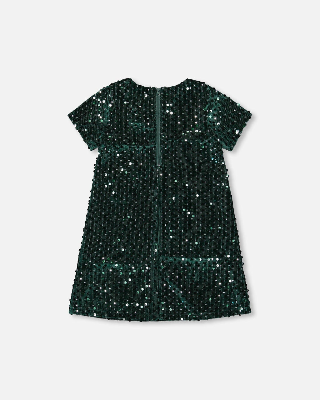 Velvet Short Sleeve Dress Forest Green