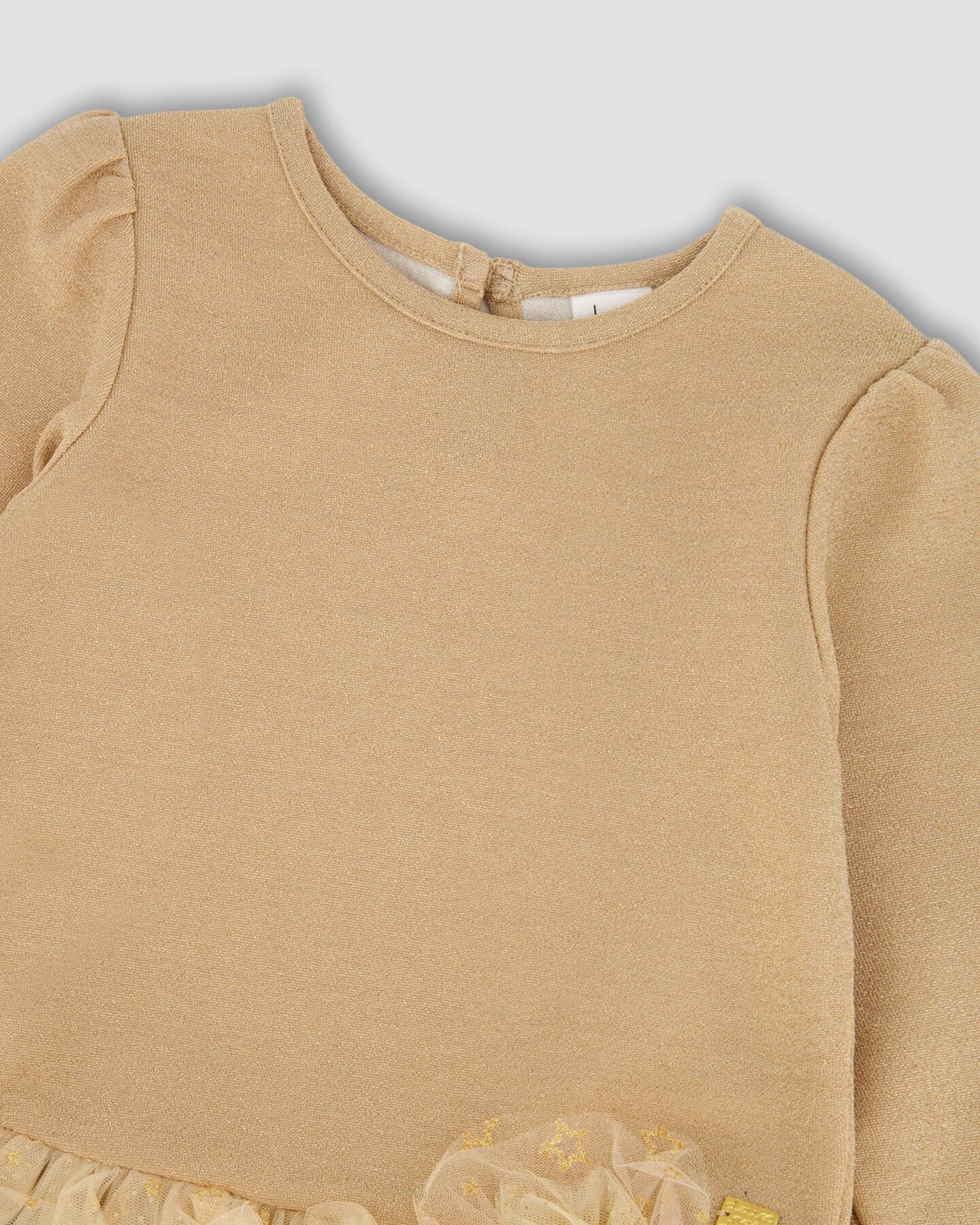 Glittering Mesh Skirt Party Dress Beige