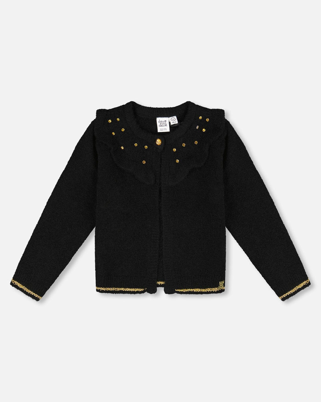 Knitted Cardigan With Rhinestones Black
