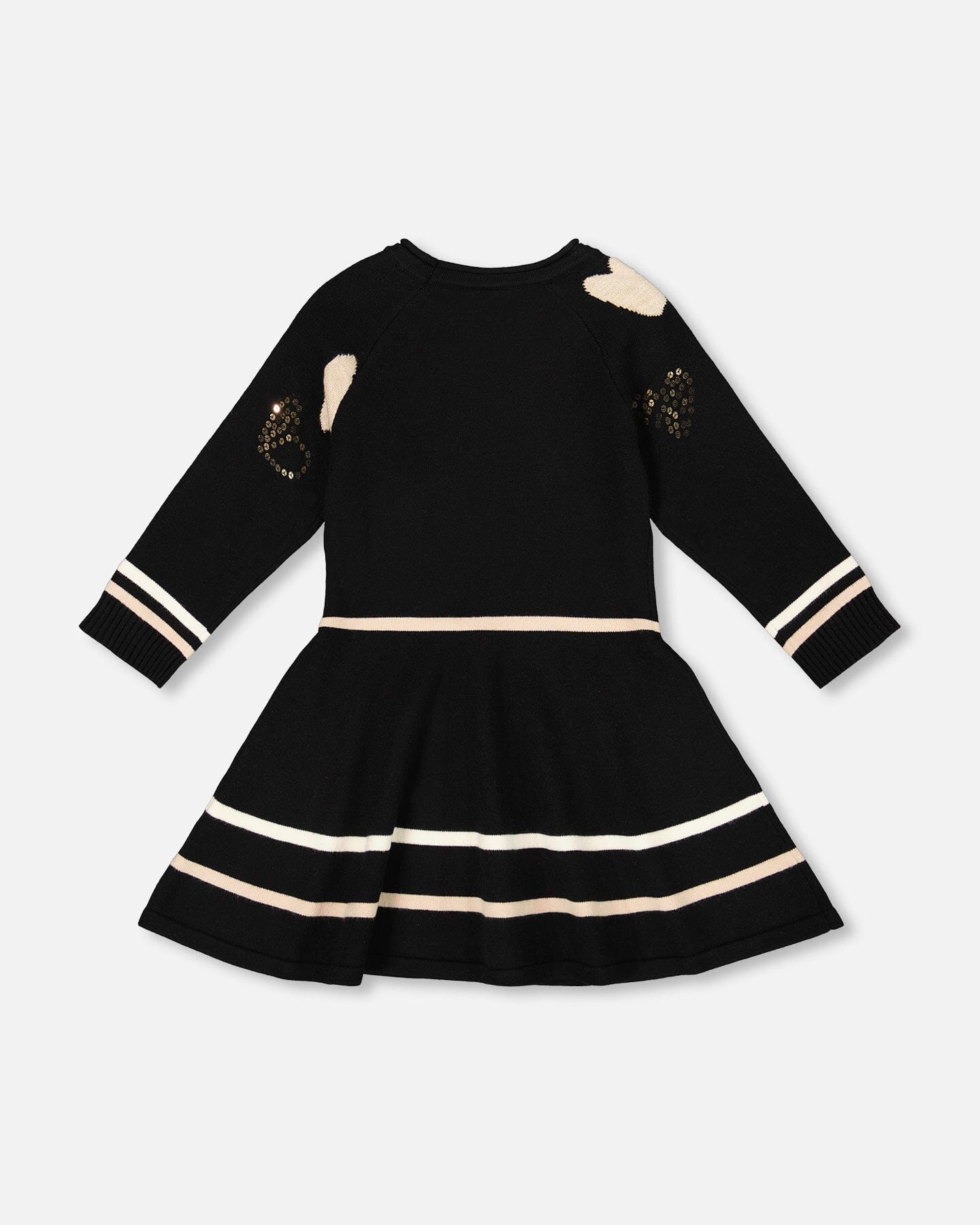 Knit Dress Black With Glittery Heart Motifs