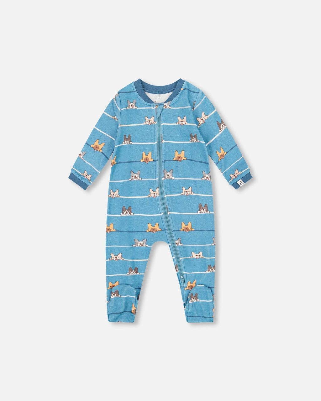 One-Piece Organic Cotton Pajama Blue Dog Print