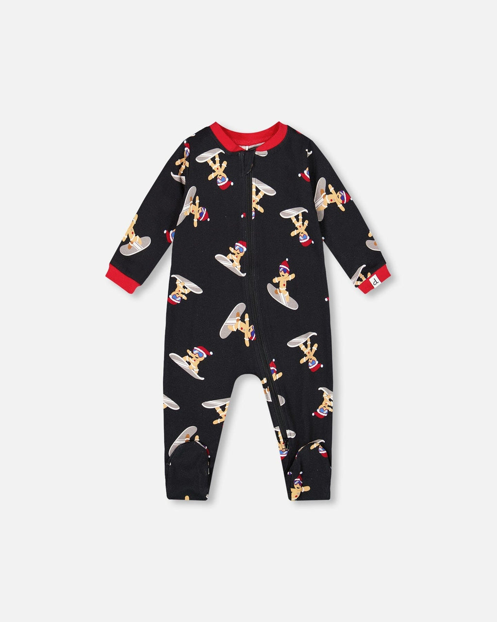 One-Piece Organic Cotton Pajama Black Cookie Print