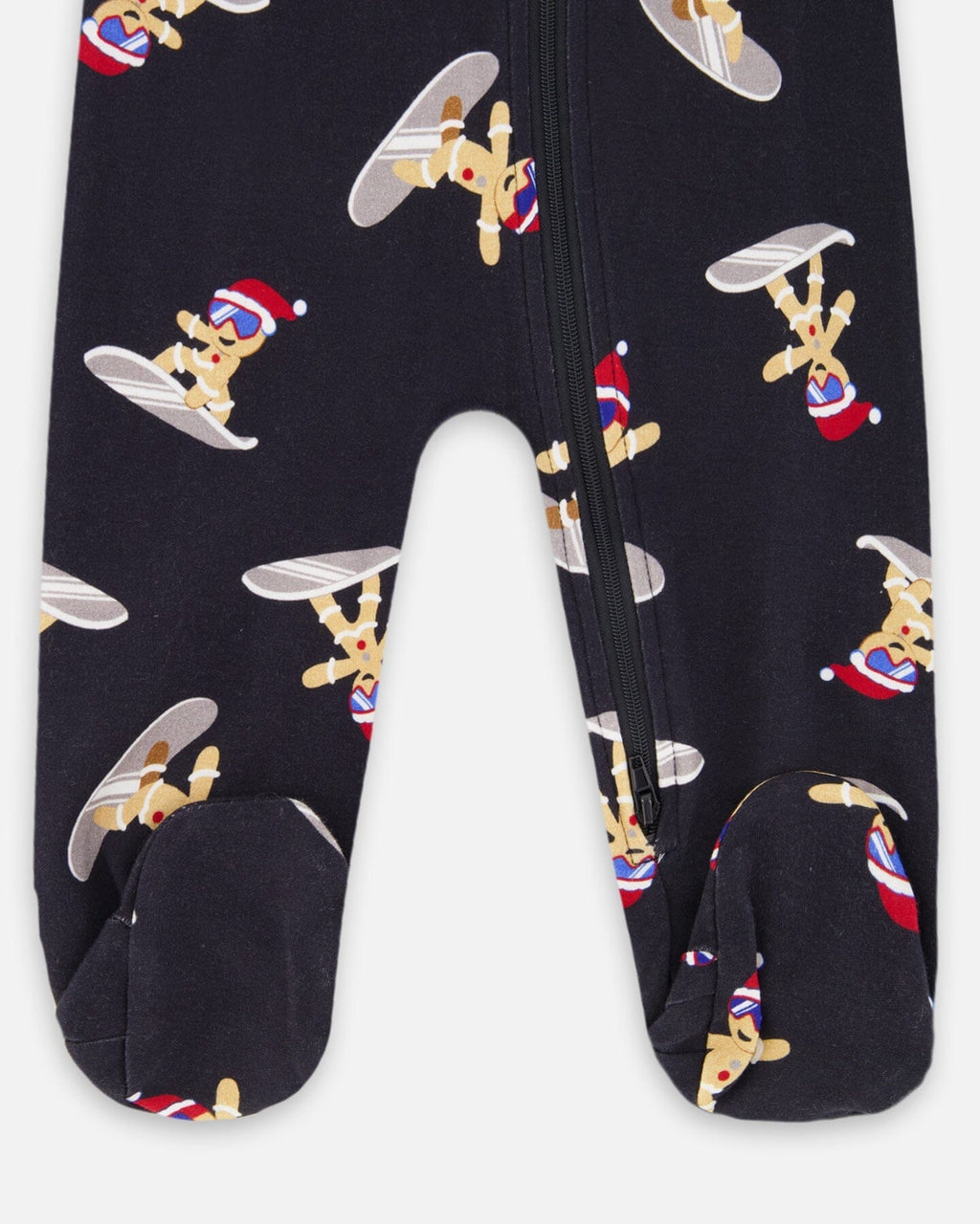 One-Piece Organic Cotton Pajama Black Cookie Print