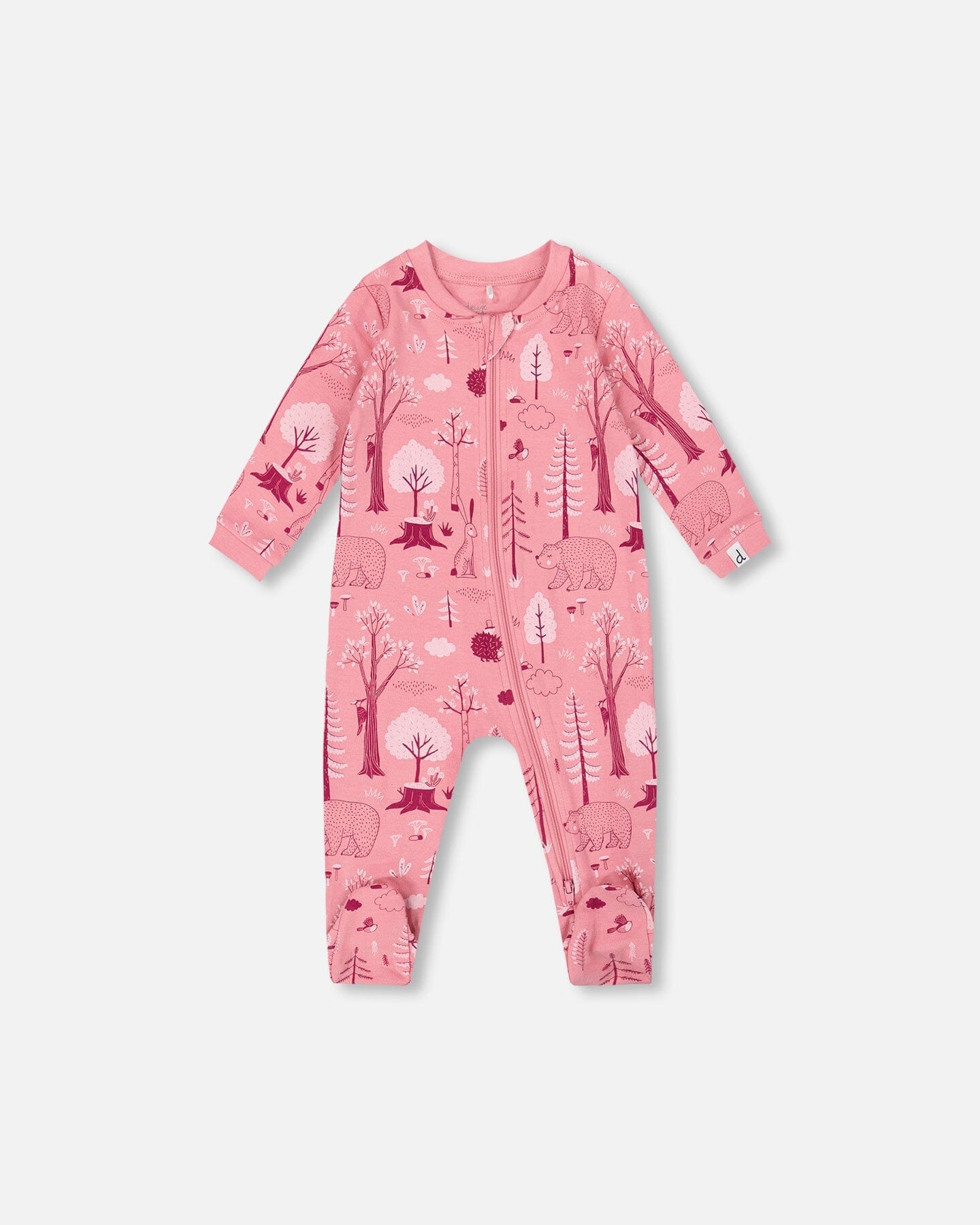 One-Piece Organic Cotton Pajama Pink Forest