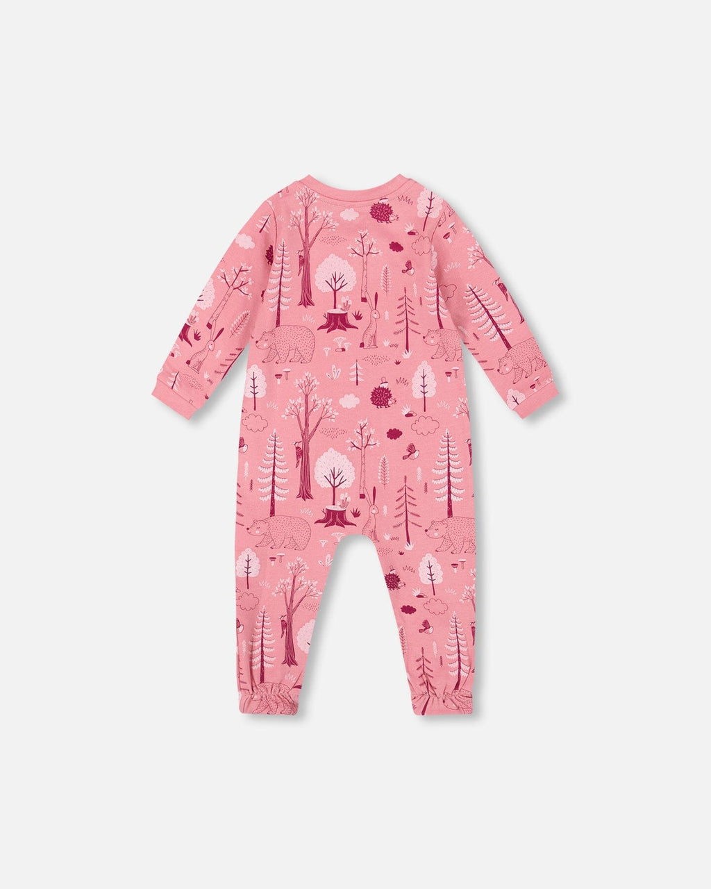 One-Piece Organic Cotton Pajama Pink Forest
