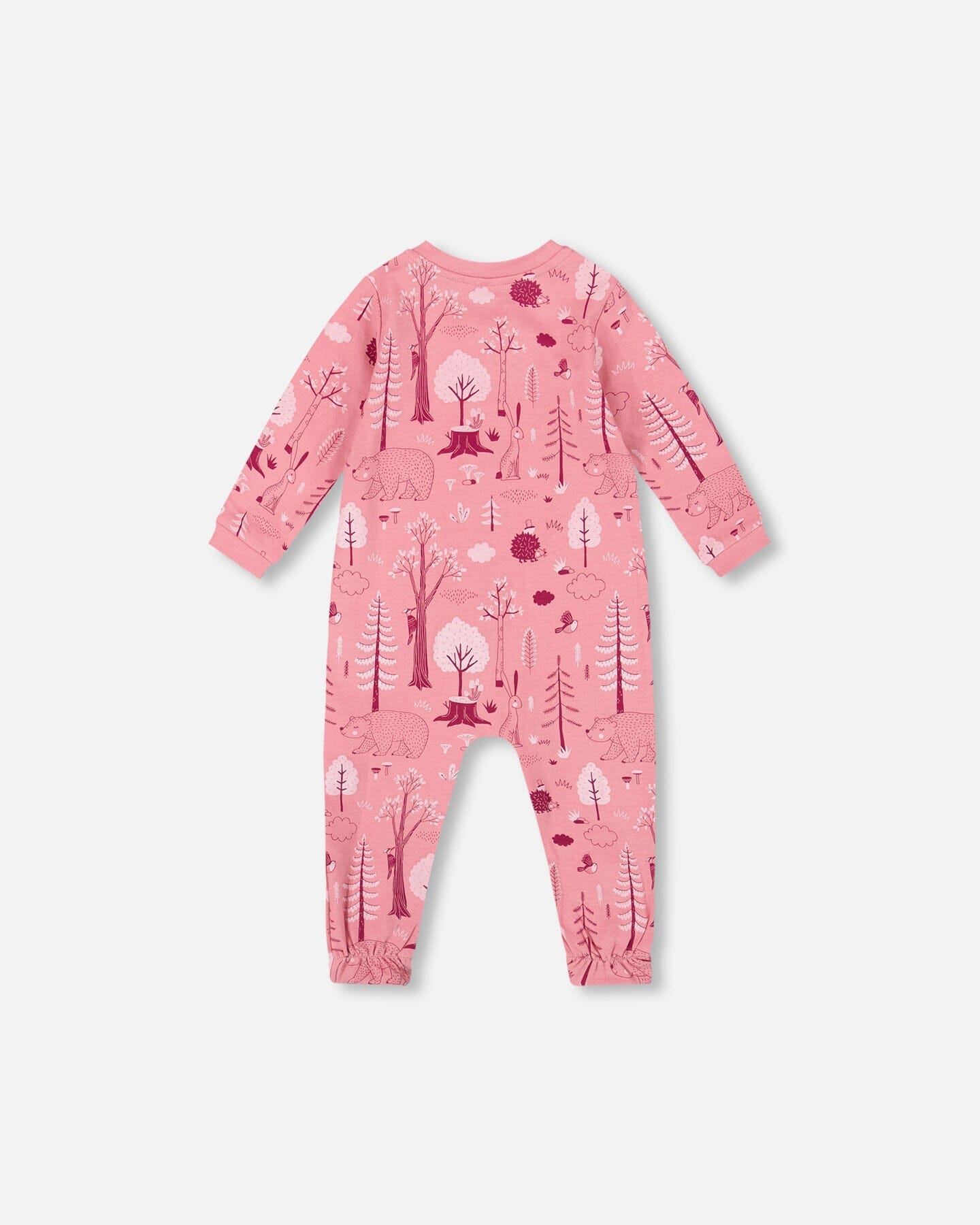 One-Piece Organic Cotton Pajama Pink Forest