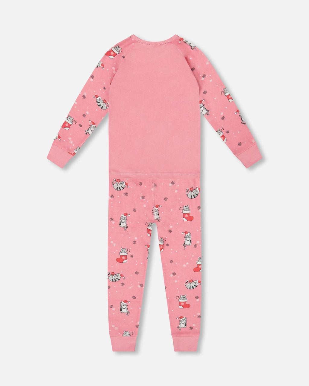 Organic Cotton Two-Piece Pajamas Pink Cat Print