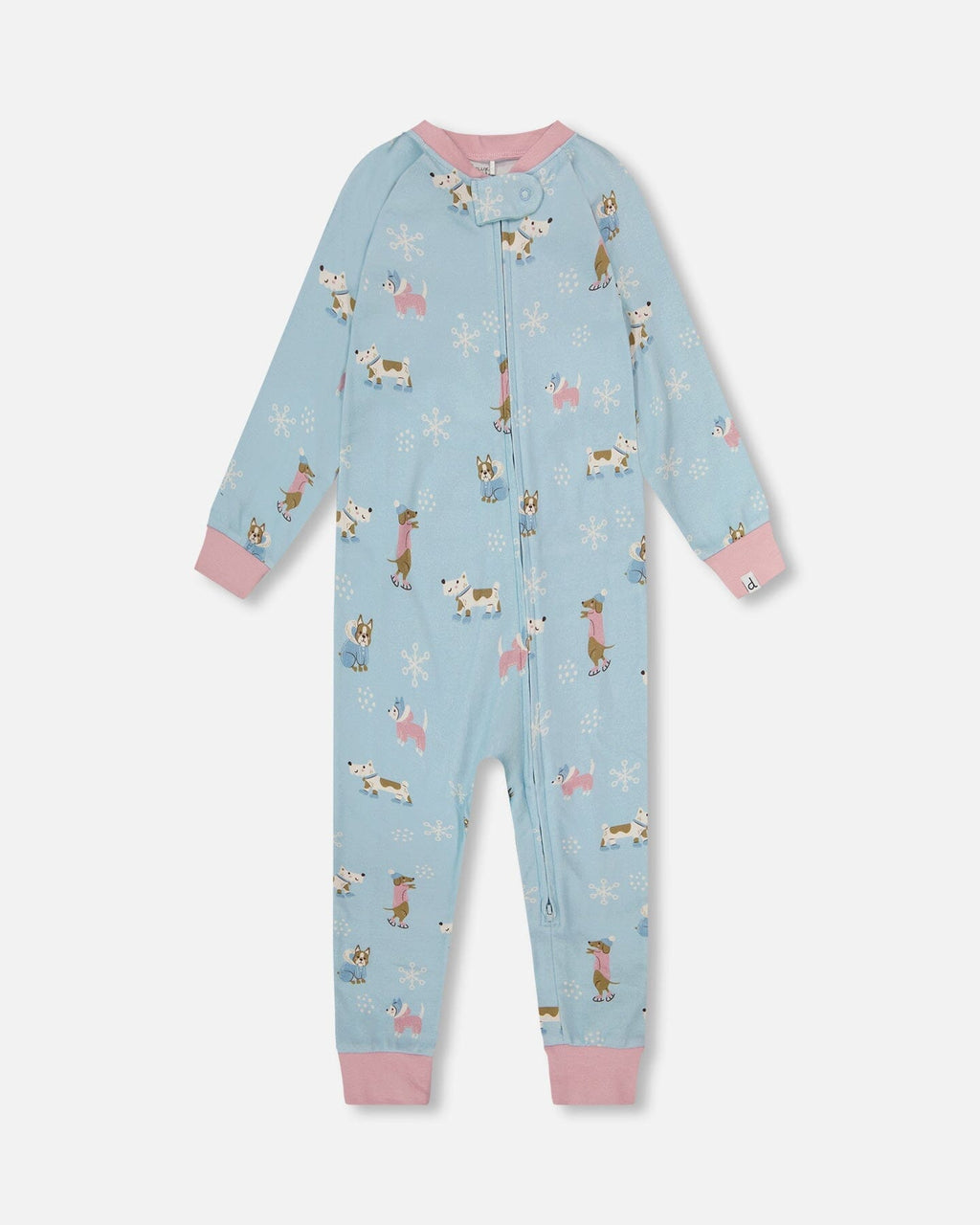 Organic Cotton Interlock One-Piece Pajama Blue Dog Print