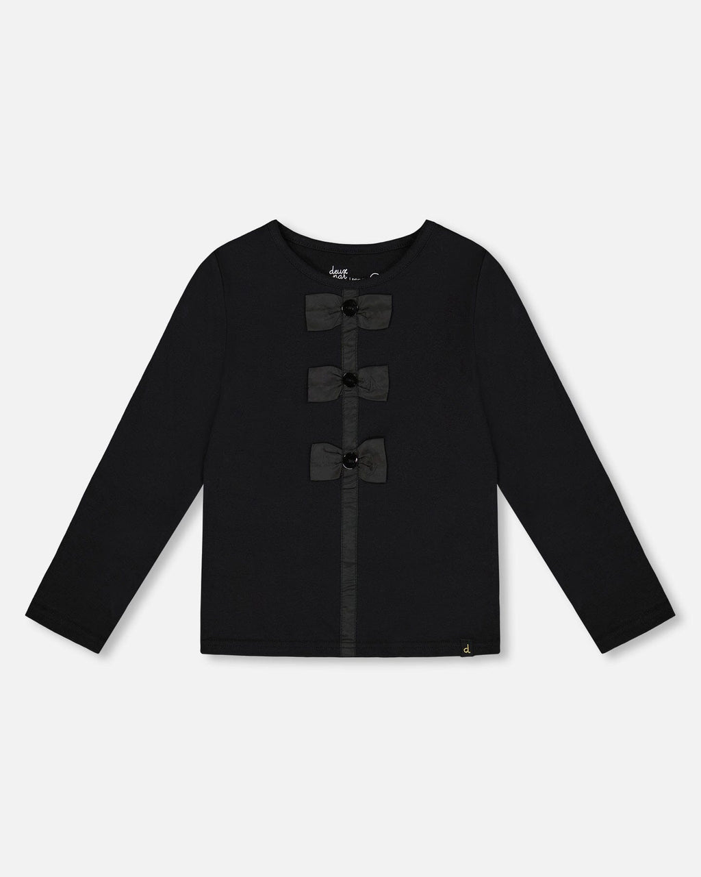 Long Sleeve Organic Cotton Jersey Bow Tee Black