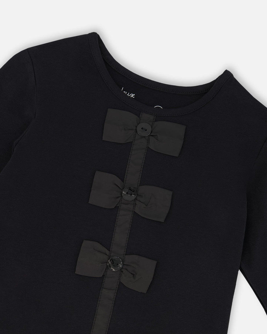 Long Sleeve Organic Cotton Jersey Bow Tee Black