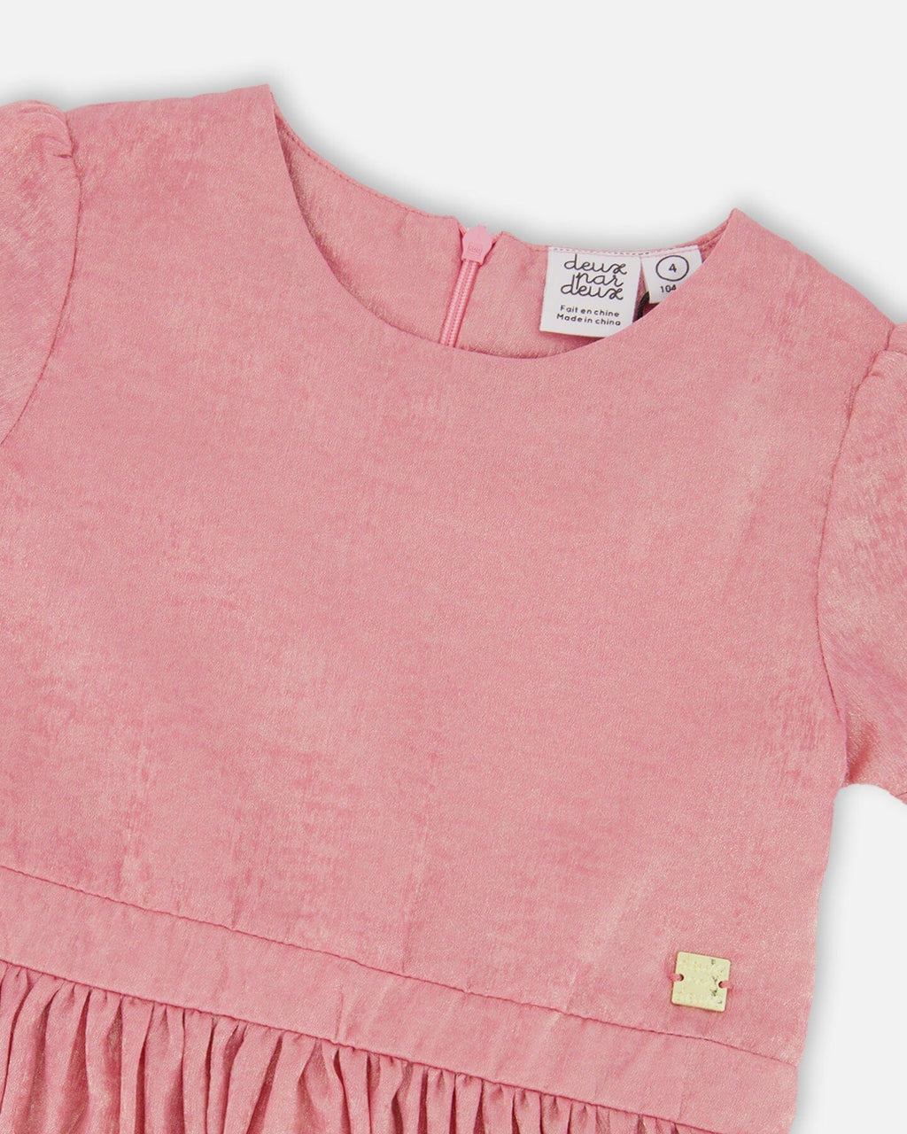 Short Sleeve Dress With Pleated Skirt Dusty Pink