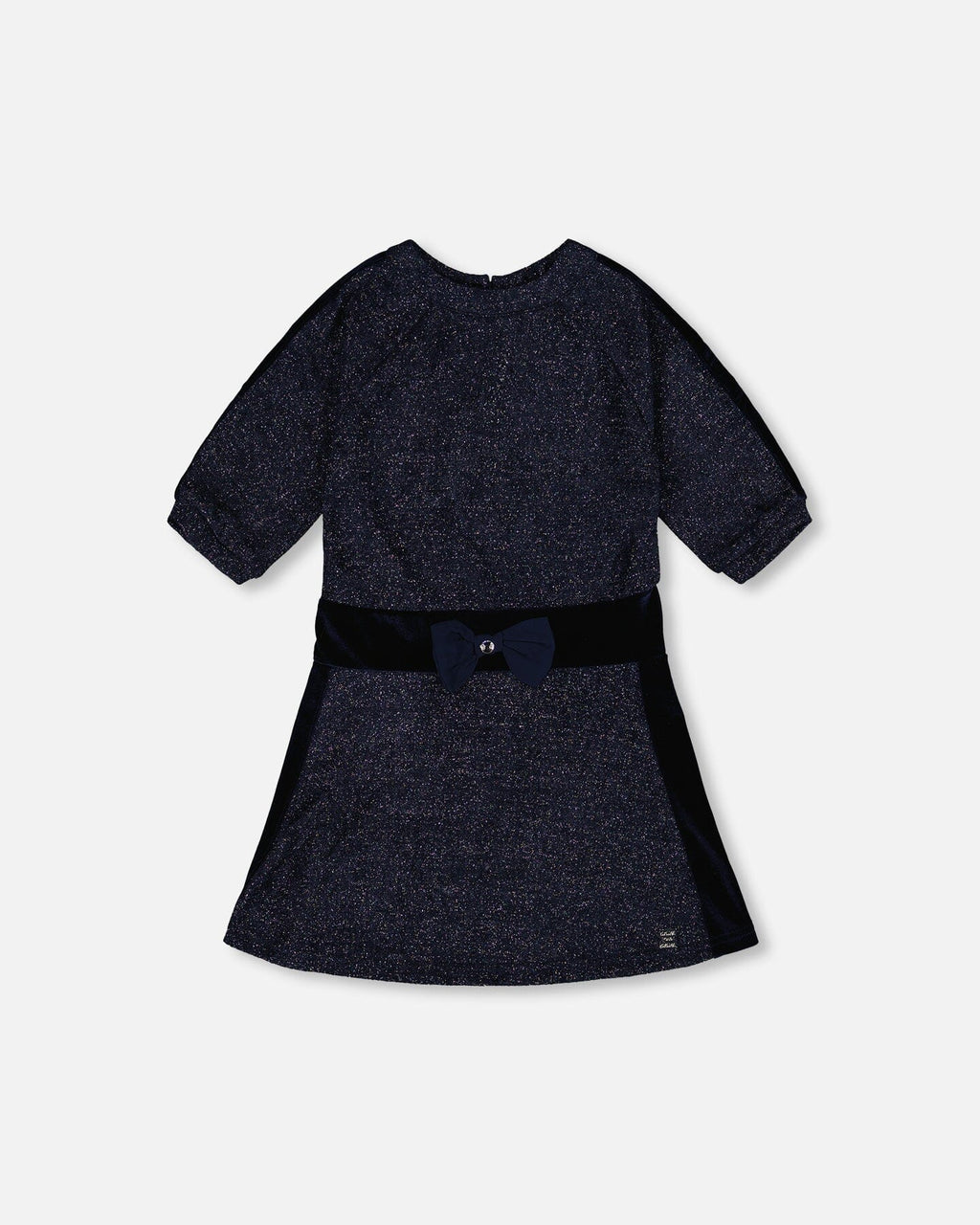 3/4 Sleeve Lurex Dress Navy Blue