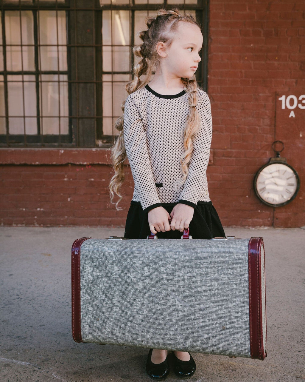 Long Sleeve Knit Sweater Dress Black And Beige