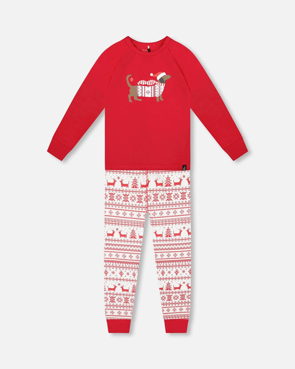 Organic Cotton Two-Piece Pajamas Red And White Fairisle