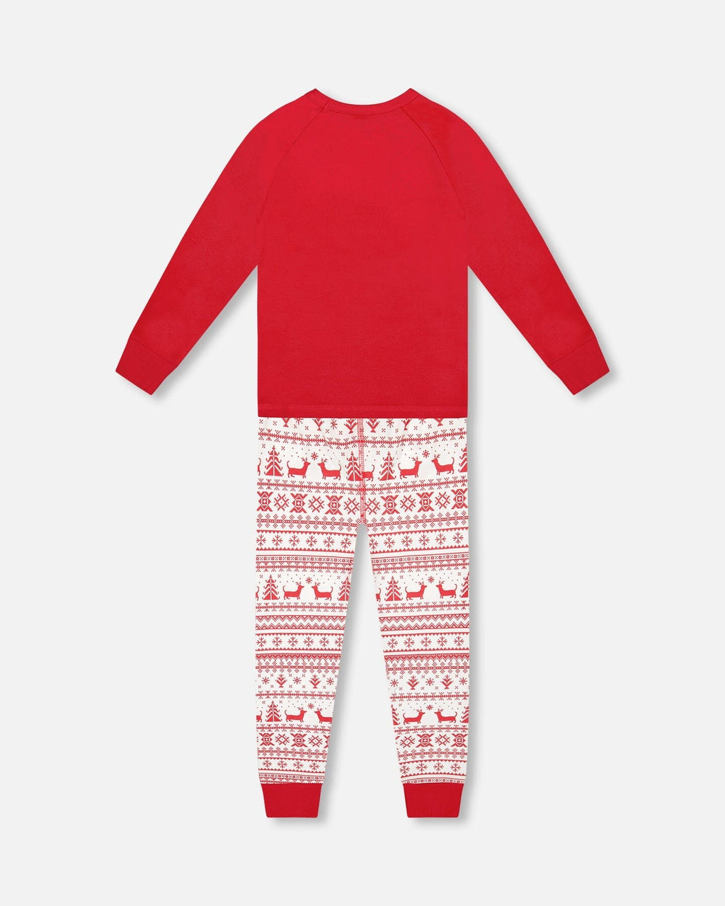 Organic Cotton Two-Piece Pajamas Red And White Fairisle