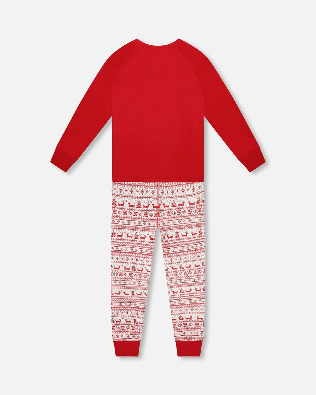 Adult Women Organic Cotton Two-Piece Pajamas Red And White Fairisle