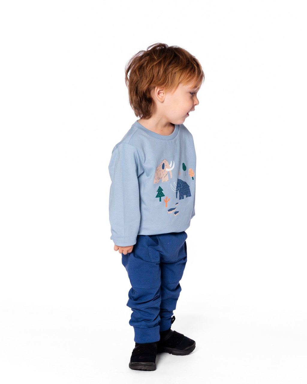Organic Cotton Jersey Two-Piece Top And Pant Set Blue