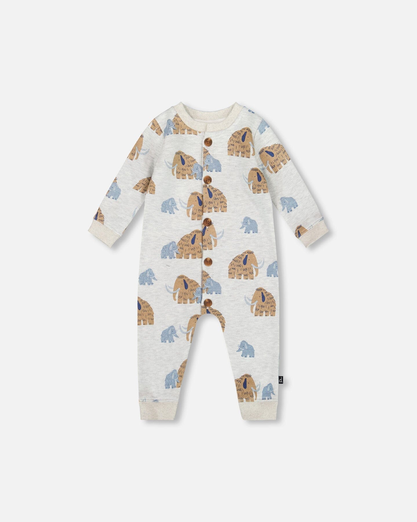 One-Piece Fleece Romper Beige Mammoth Print