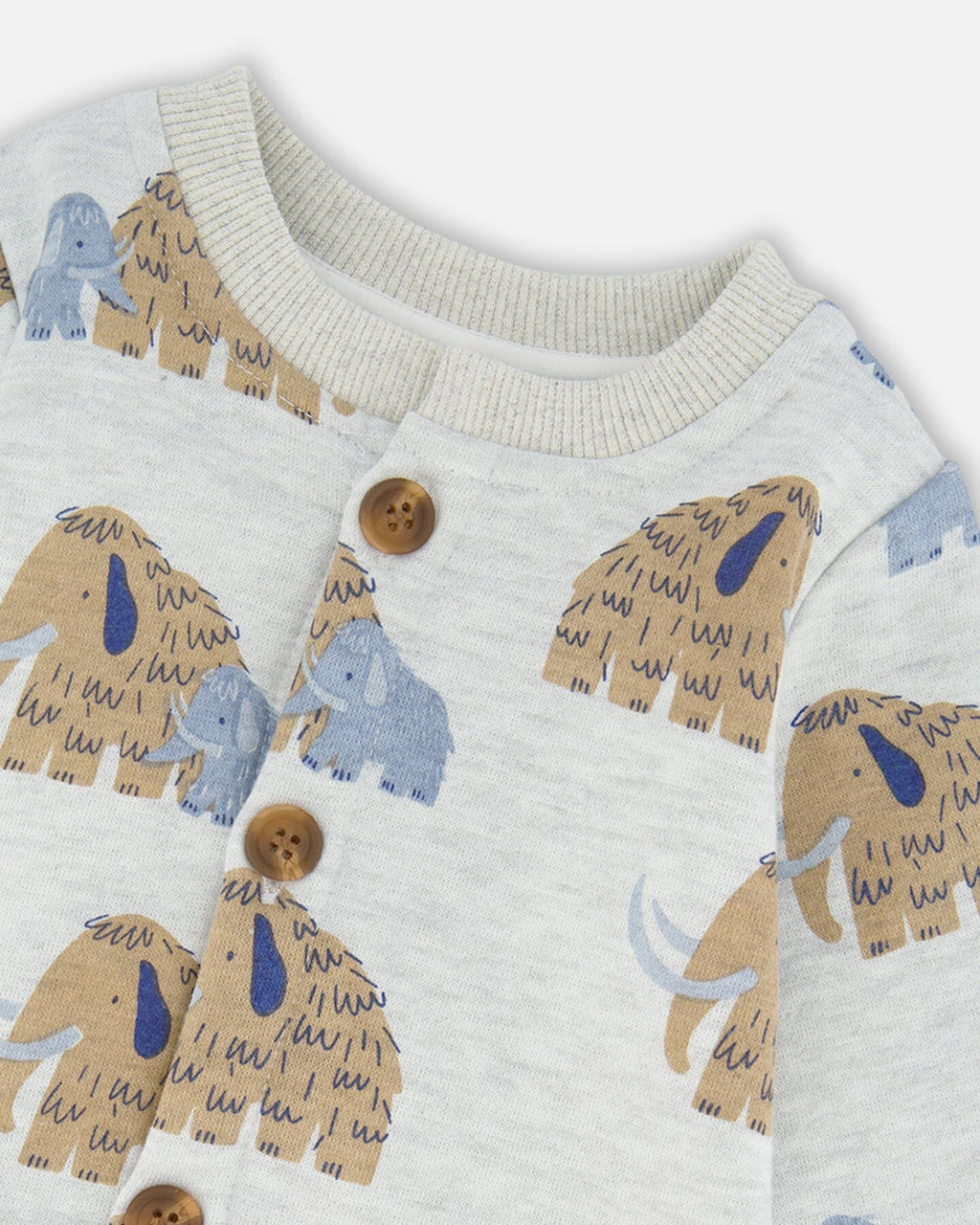 One-Piece Fleece Romper Beige Mammoth Print