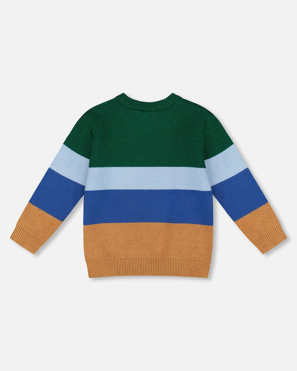 Long Sleeve Knit Sweater Blue, Green And Brown