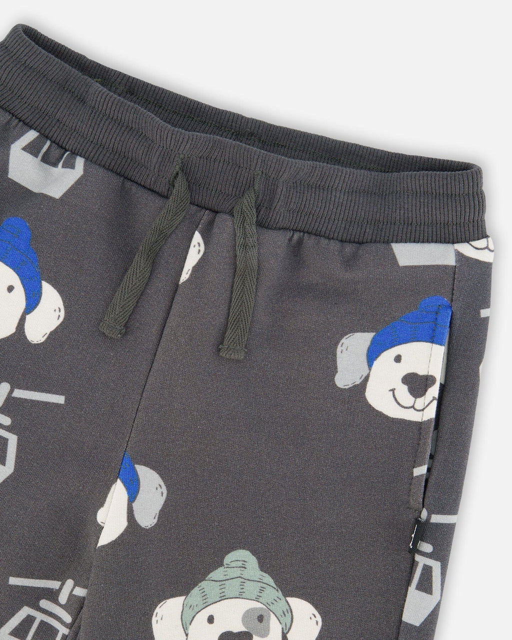 Fleece Sweatpants Gray Dog Print
