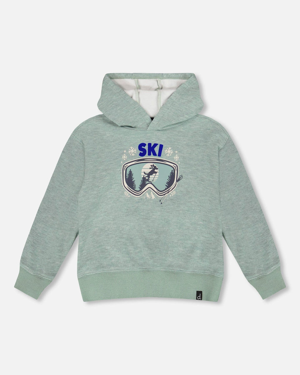 Super Soft Hooded Brushed Jersey Sweatshirt With Graphic Print Green