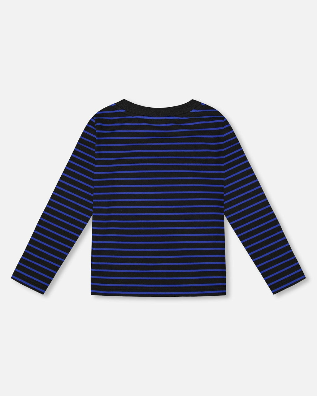 Long Sleeve Brushed Jersey Striped Tee Black