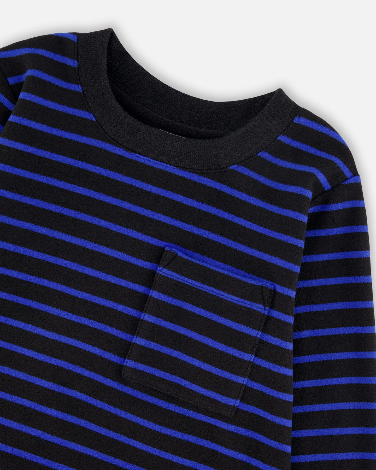 Long Sleeve Brushed Jersey Striped Tee Black