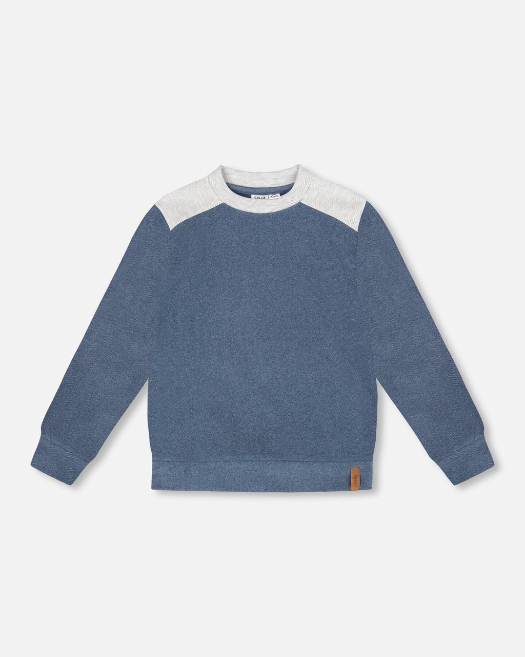 Super Soft Long Sleeve Flat Back Rib Top With Elbow Patches Navy Blue