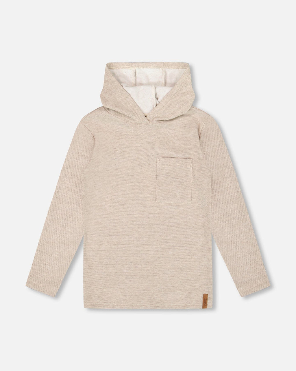 Long Sleeve Super Soft Brushed Jersey Hooded Tee Heather Beige