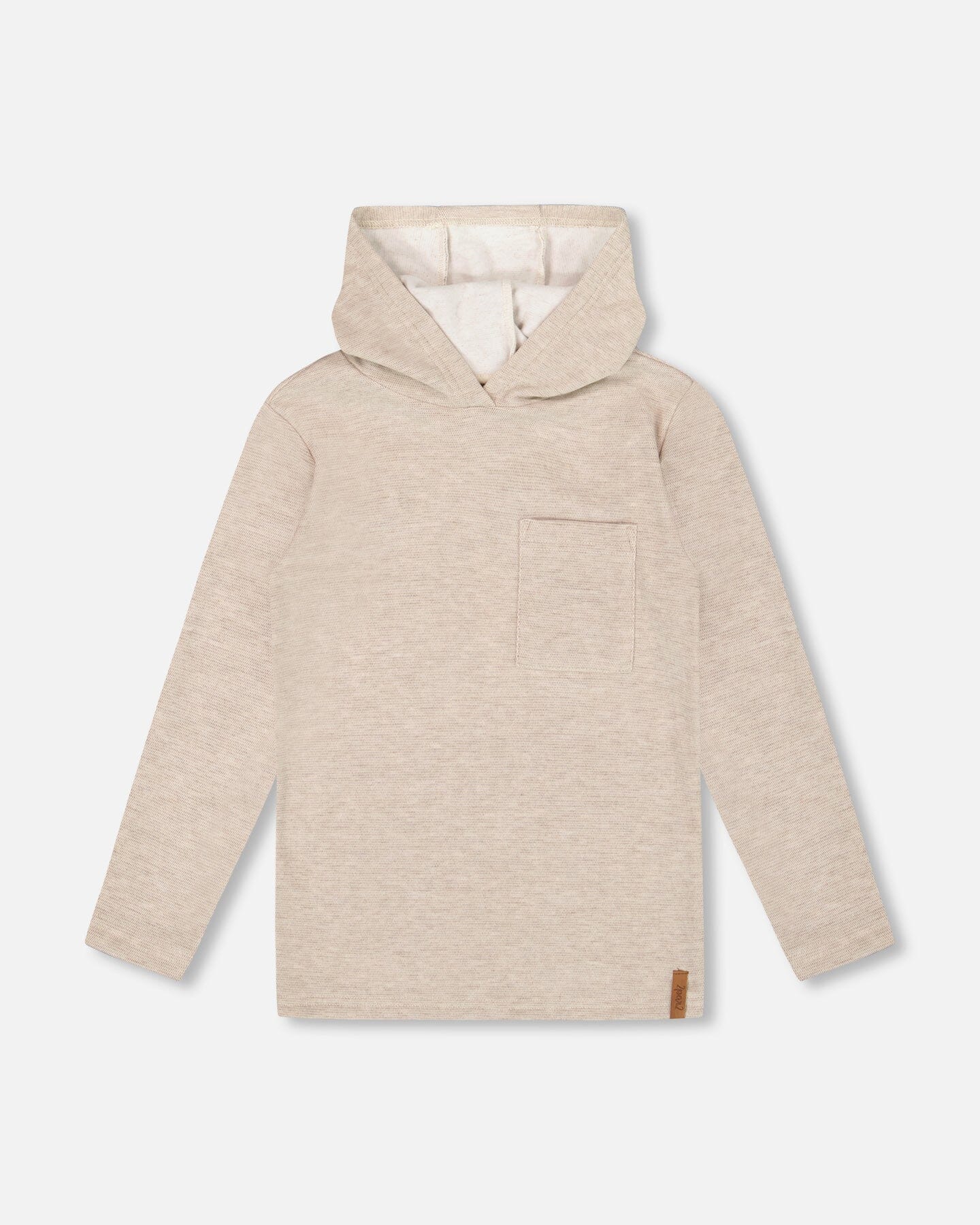 Long Sleeve Super Soft Brushed Jersey Hooded Tee Heather Beige