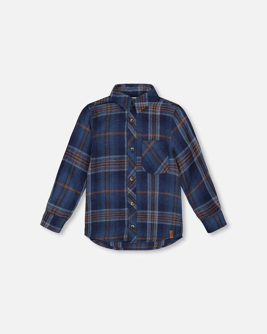 Long Sleeve Flannel Shirt Blue And Brown Plaid