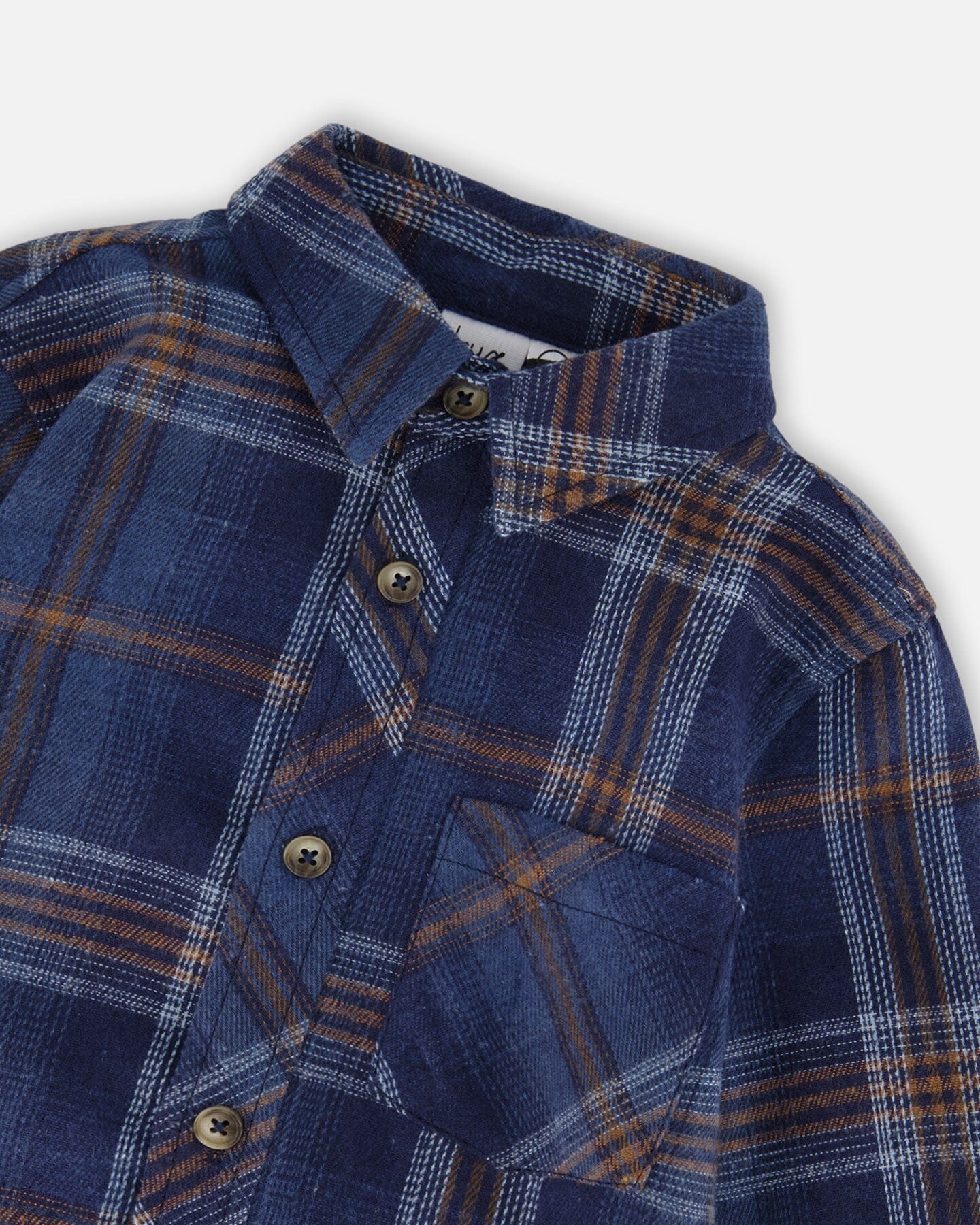 Long Sleeve Flannel Shirt Blue And Brown Plaid