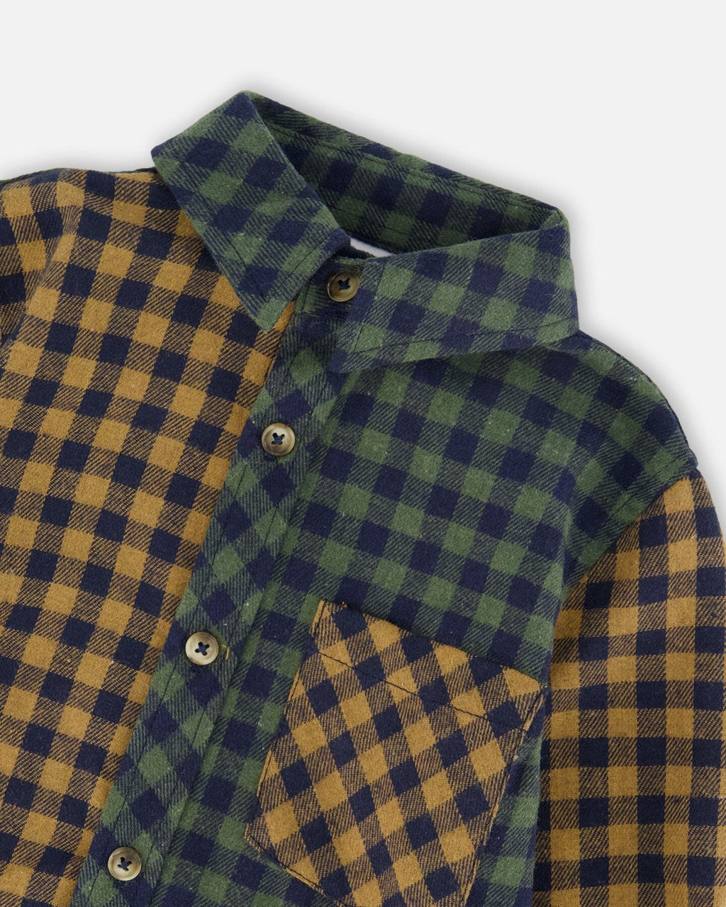 Long Sleeve Flannel Shirt Yellow And Green Plaid