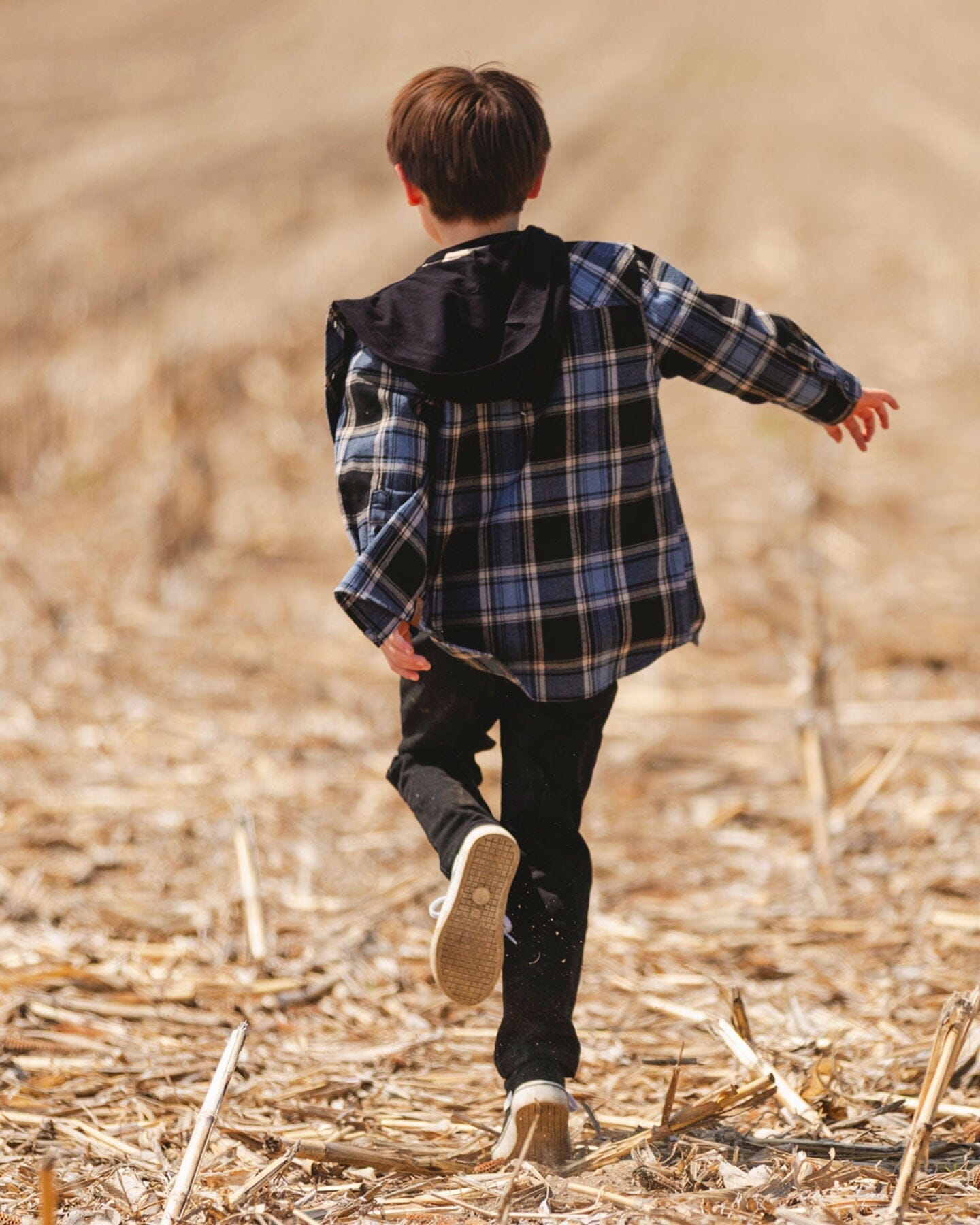 Long Sleeve Hooded Flannel Shirt Blue And Black