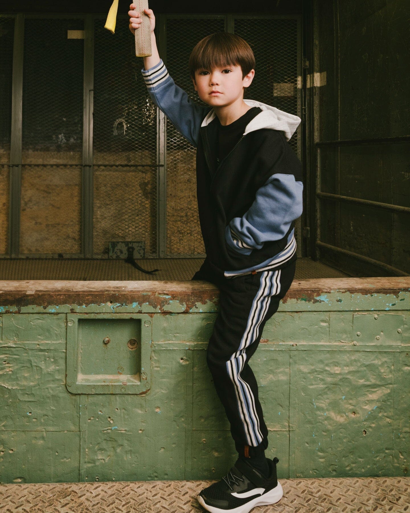 Fleece Sweatpants With Side Stripes Black