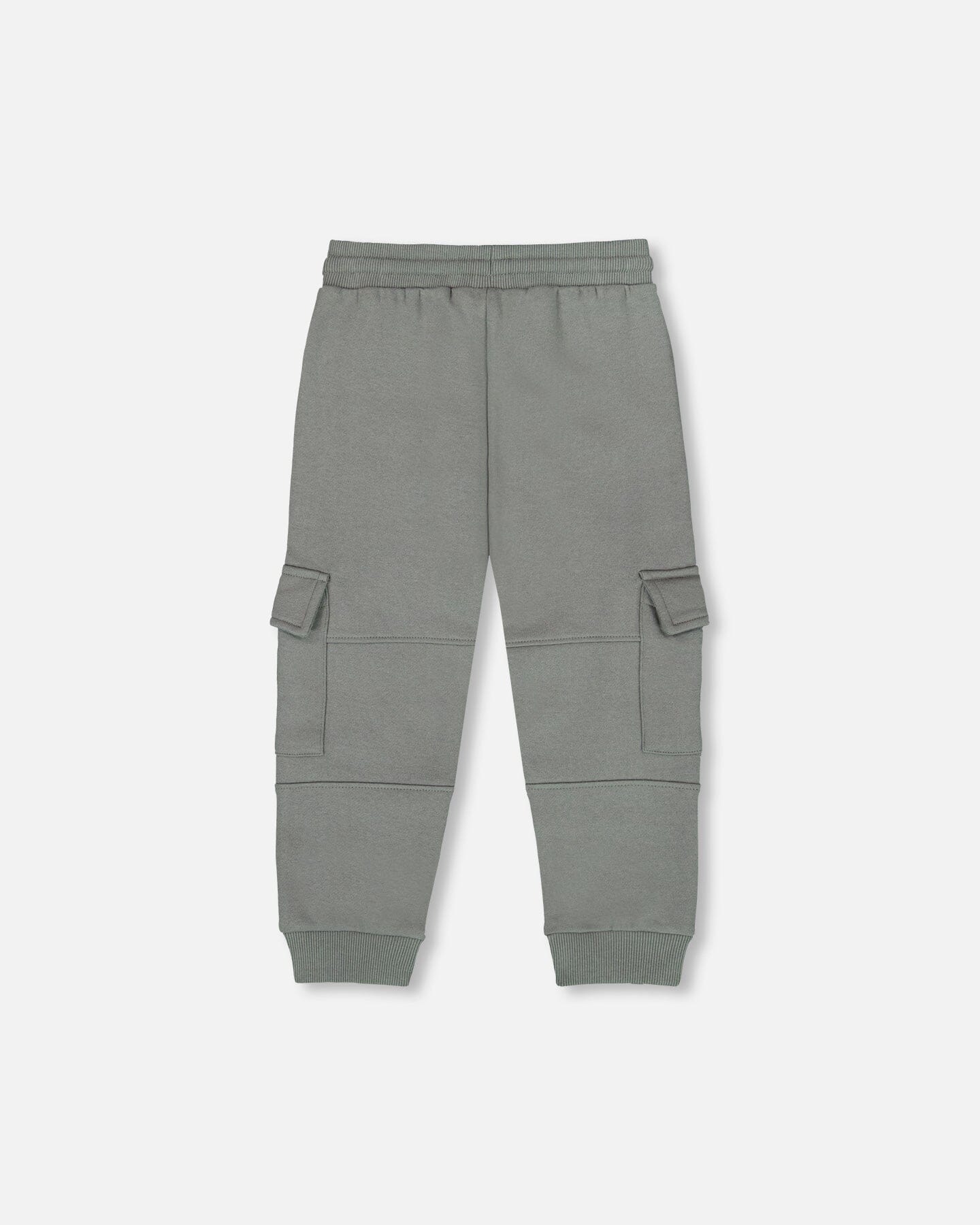 Fleece Sweatpants With Cargo Pockets Gray Green