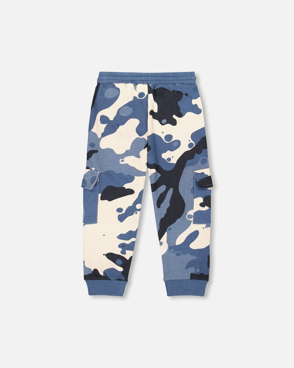 Fleece Sweatpants With Cargo Pockets Blue Camouflage