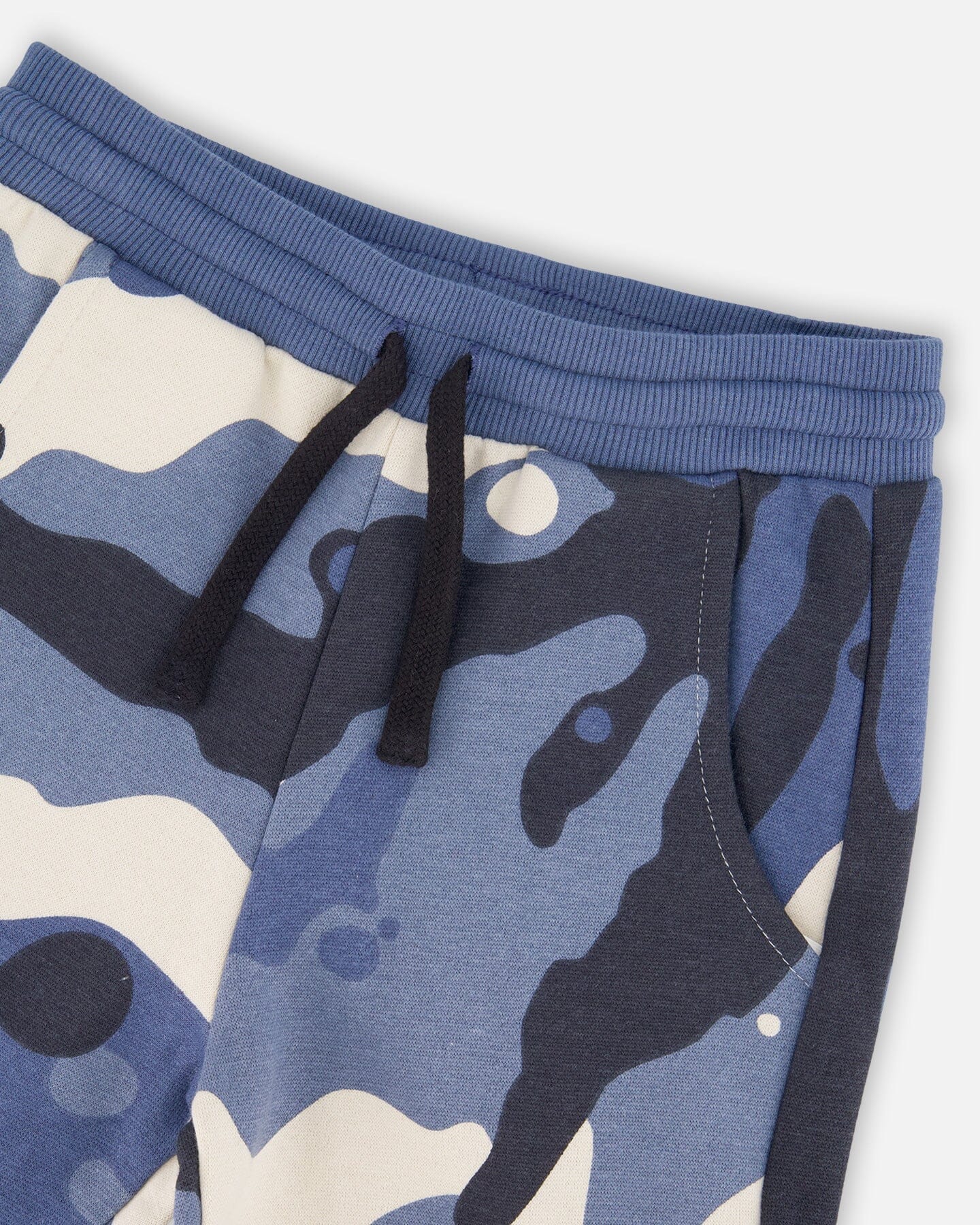 Fleece Sweatpants With Cargo Pockets Blue Camouflage