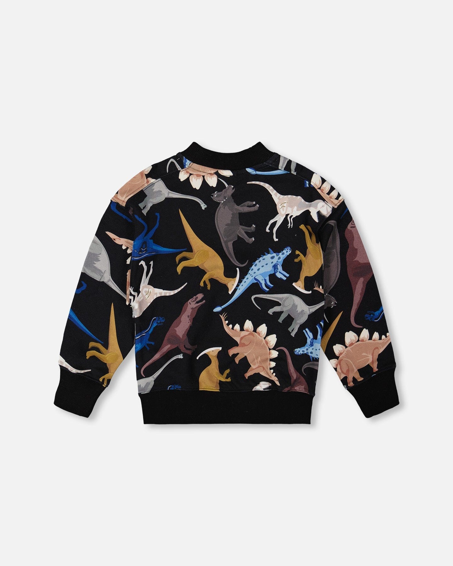 Pullover Fleece Sweatshirt Black Dinosaur Print
