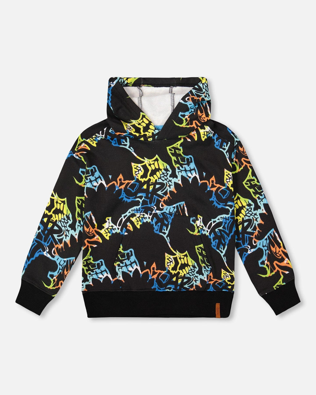 Printed Hooded Fleece Sweatshirt Black