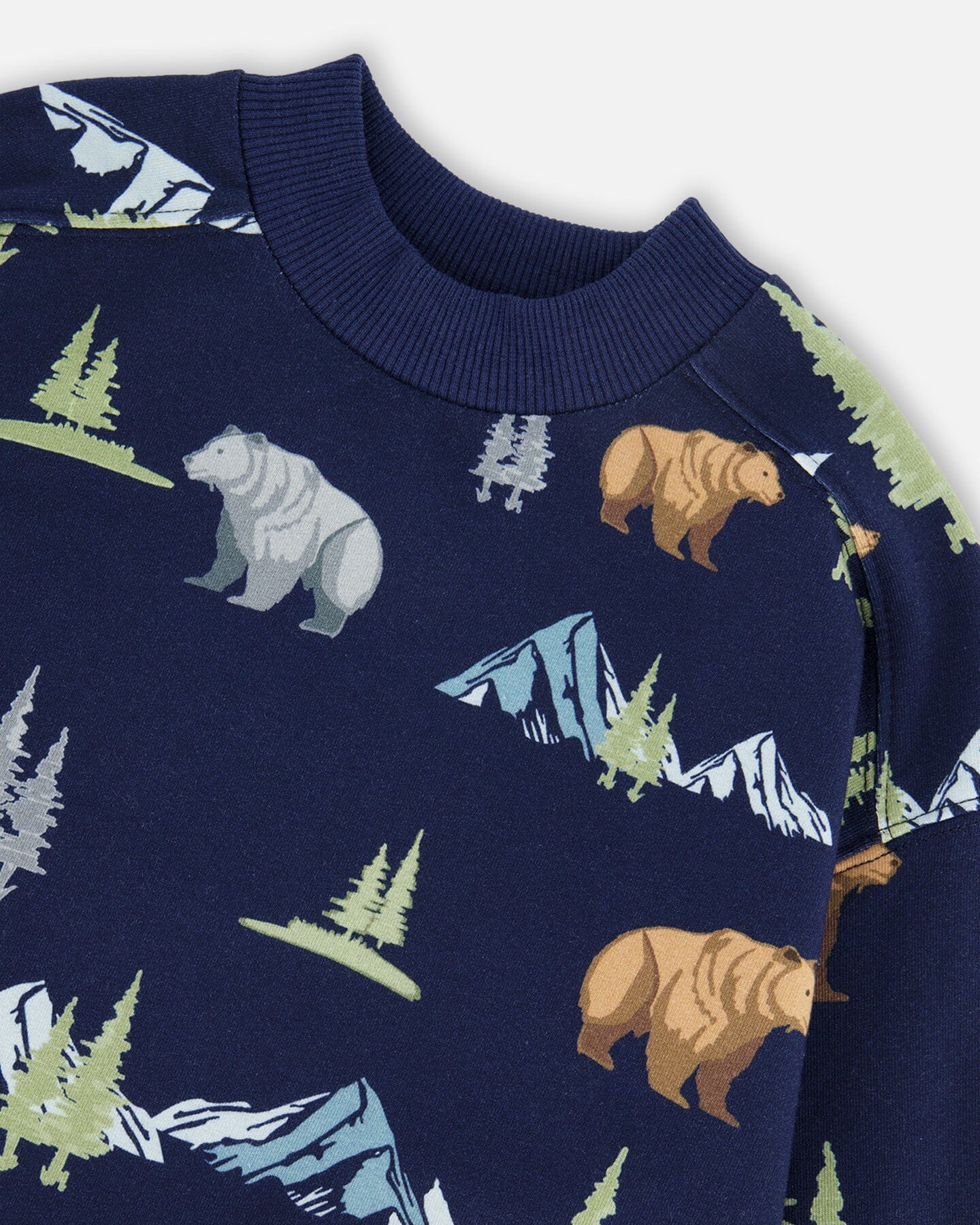 Pullover Fleece Sweatshirt Navy Animal Print