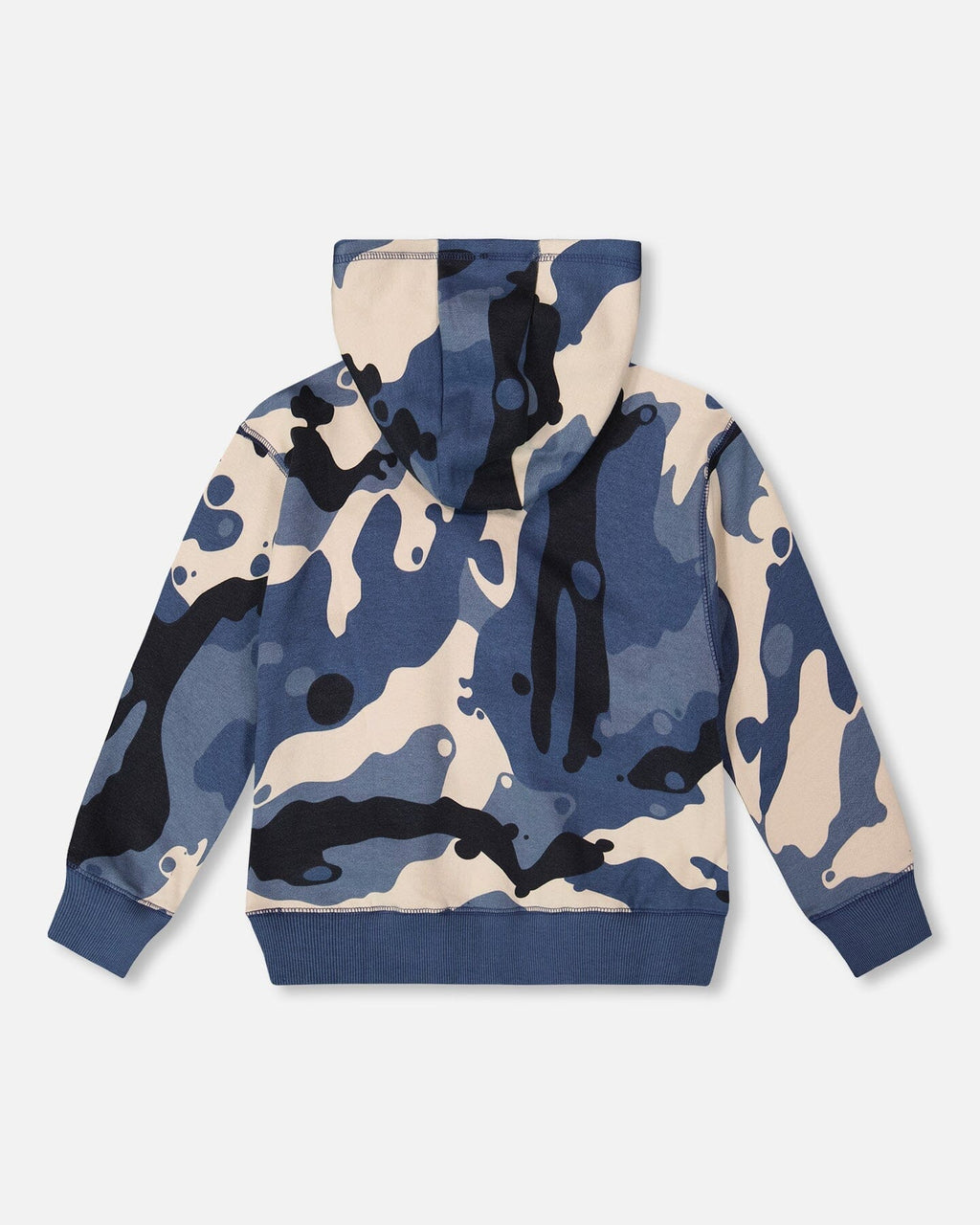 Hooded Fleece Sweatshirt With Crossbody Bag Blue Camouflage