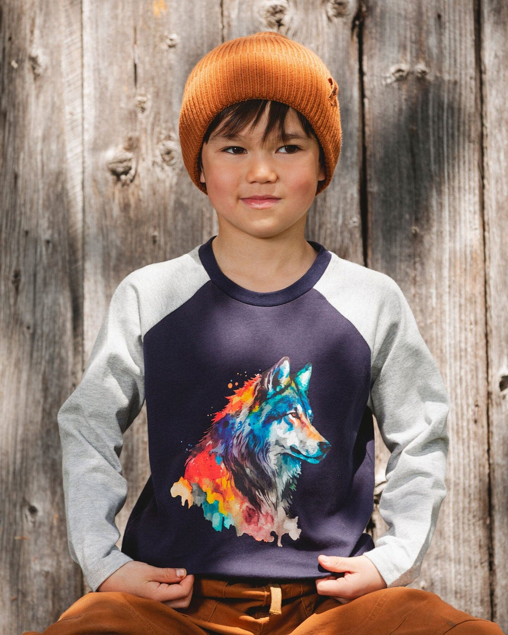 Long Raglan Sleeve Jersey Tee Navy Blue