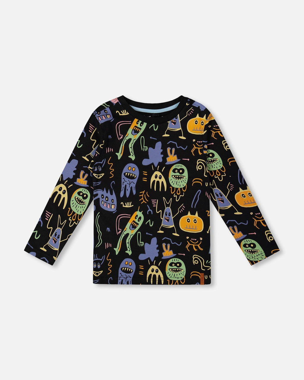 Long Sleeve Organic Cotton Allover Monsters Print Tee