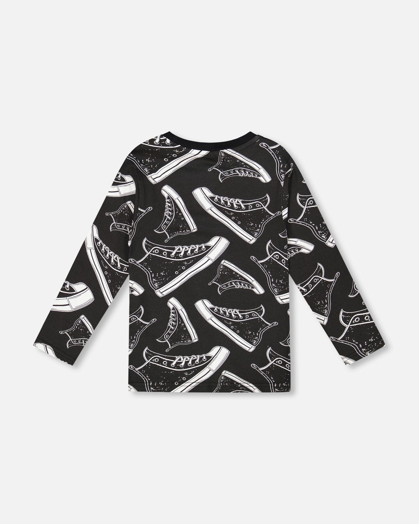 Long Sleeve Organic Cotton Allover Print Tee Black