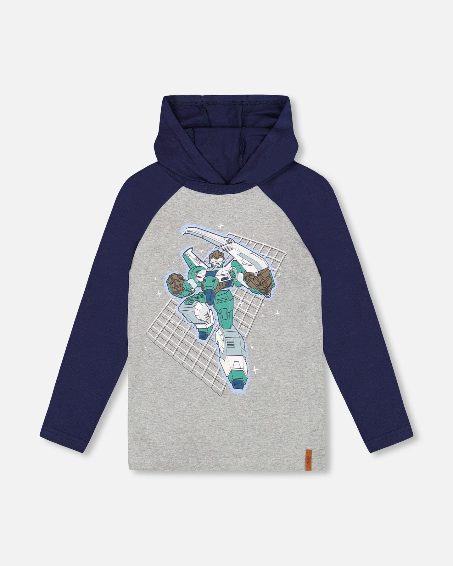 Organic Cotton Jersey Hooded Raglan Sleeve Tee Navy Blue